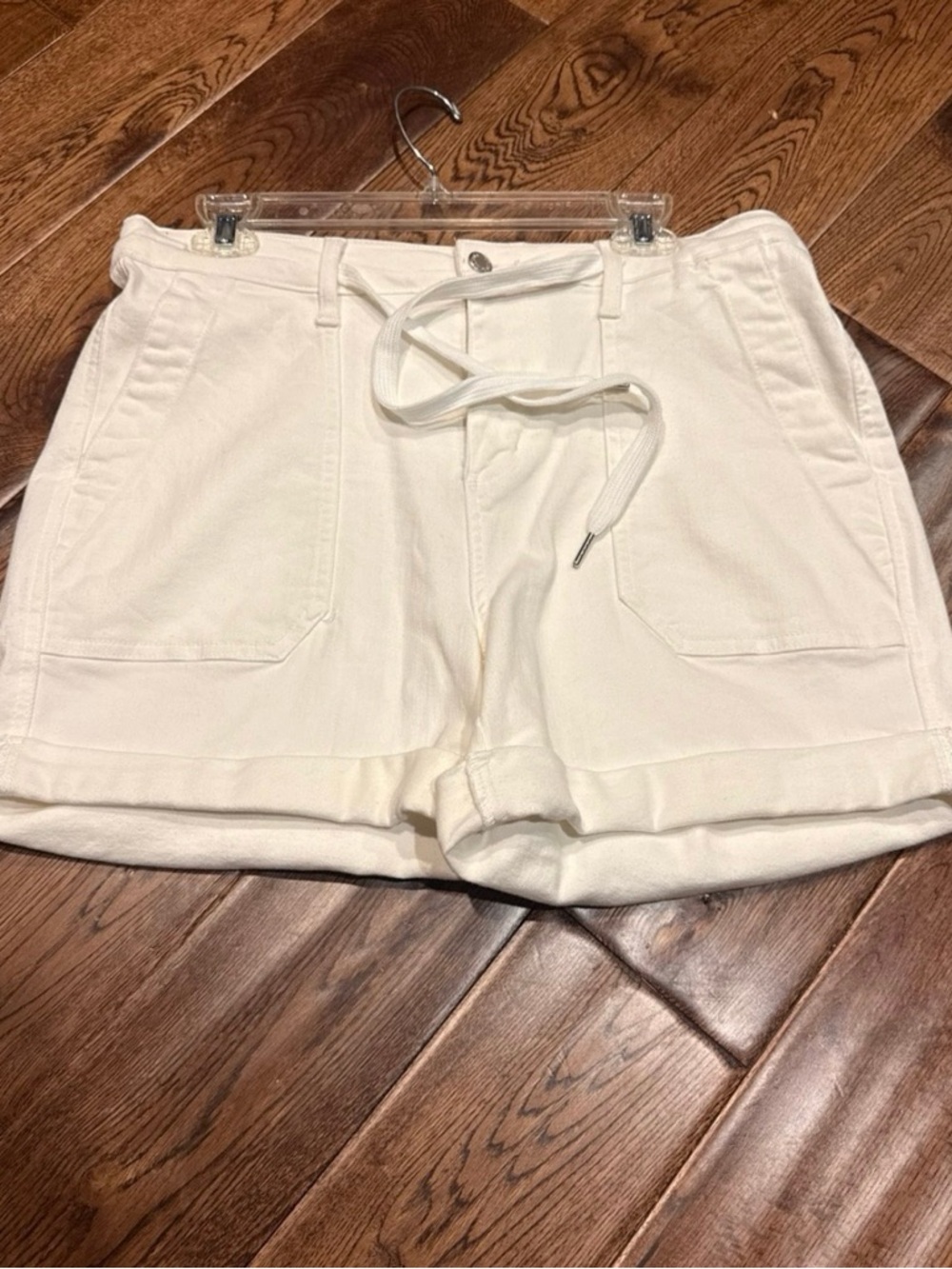 Judy Blue White High-Rise Drawstring Utility Shorts L